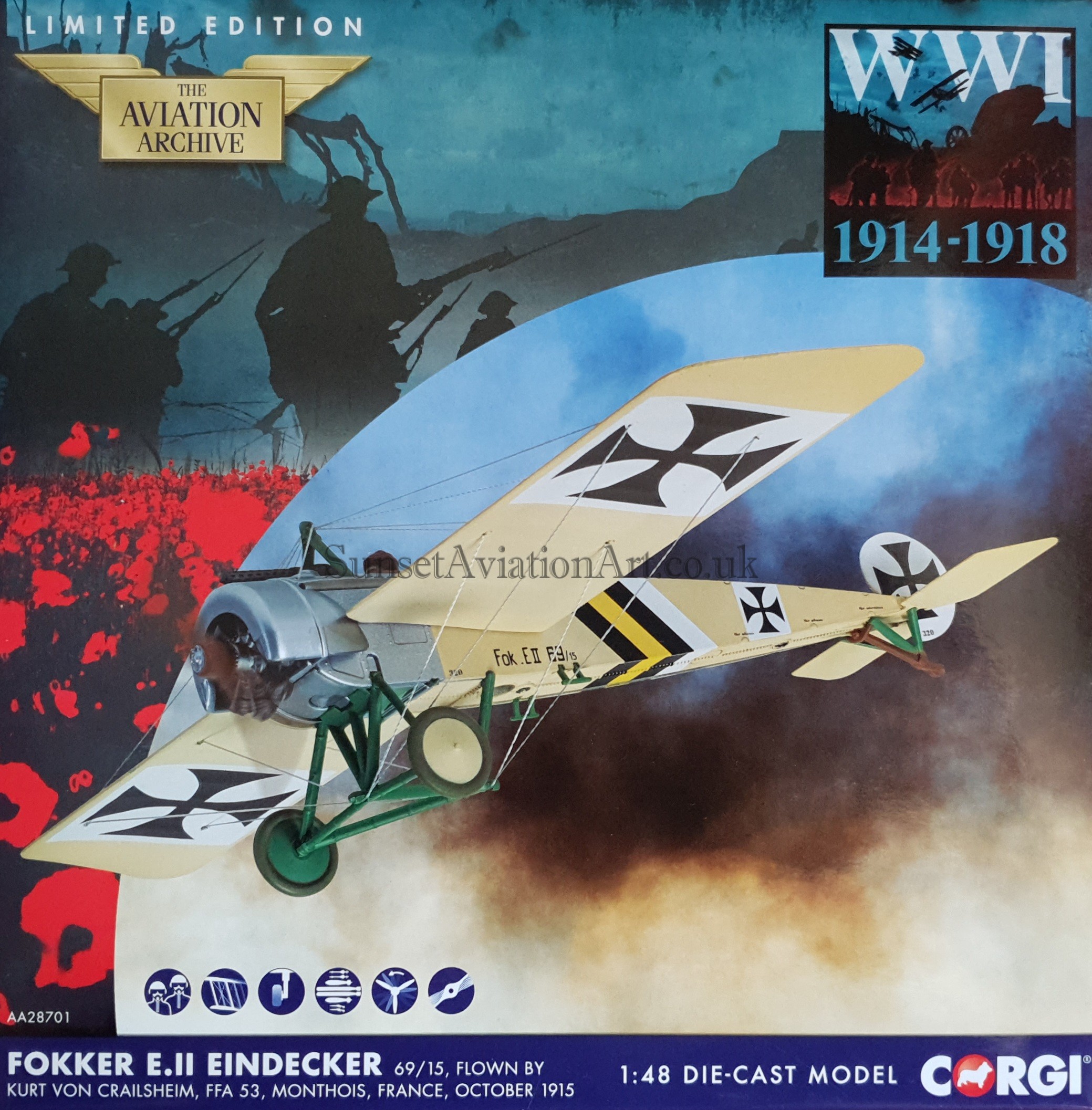 AA28701 1/48 Fokker Eii Eindecker 69/15 Kurt von Crailsheim Ffa 53 Monthois 1915 