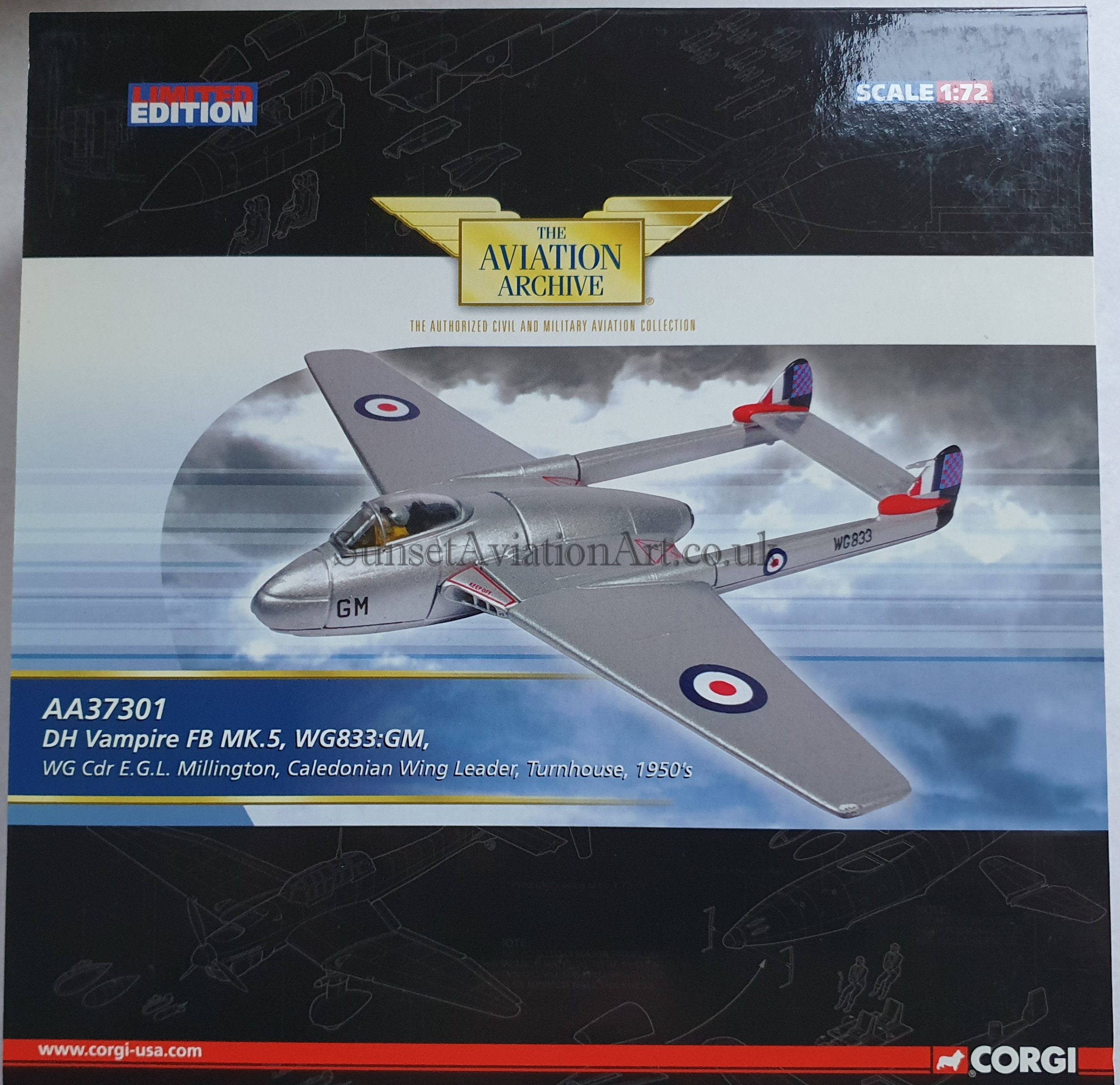 Corgi AA37301 DH Vampire FB Mk.5 WG833 GM