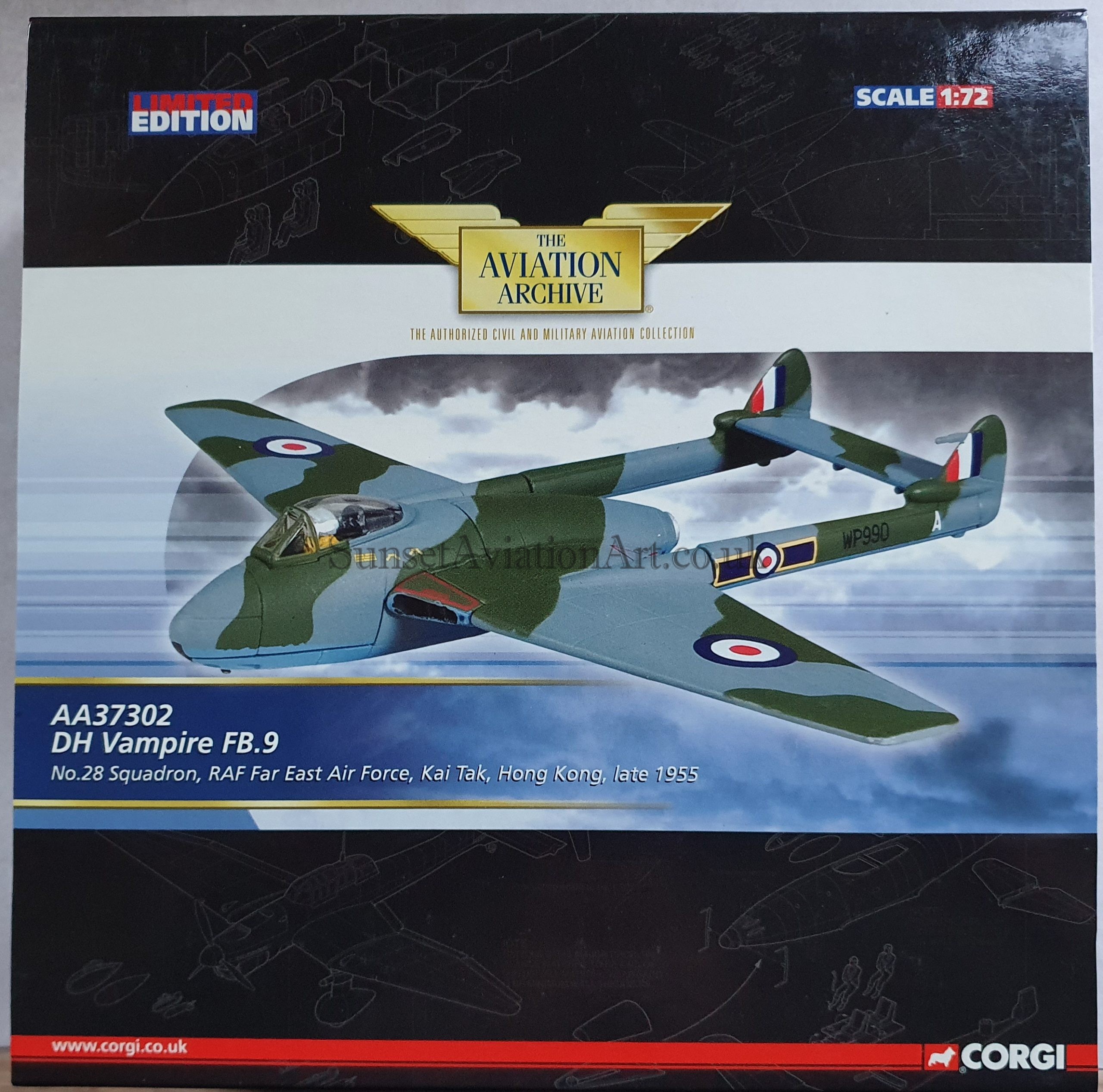 Amercom 1/72 Scale AC3103R - 1955 De Havilland Vampire FB9 28 Squadron Raf